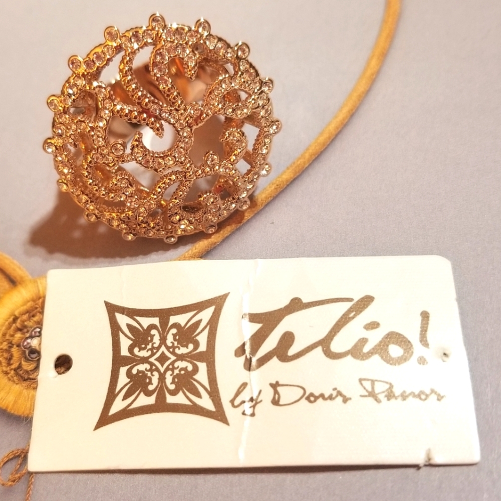 NWT DORIS PANOS 18k Rose Gold Plated Cocktail Ring - Picture 2 of 8